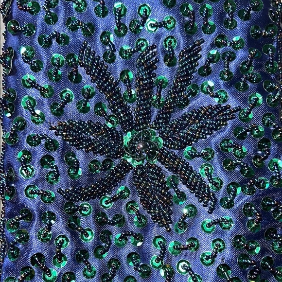 Beaded Sequin Women’s Midnight Blue Forest Green Shoulder Crossbody Bag Purse - Picture 4 of 7